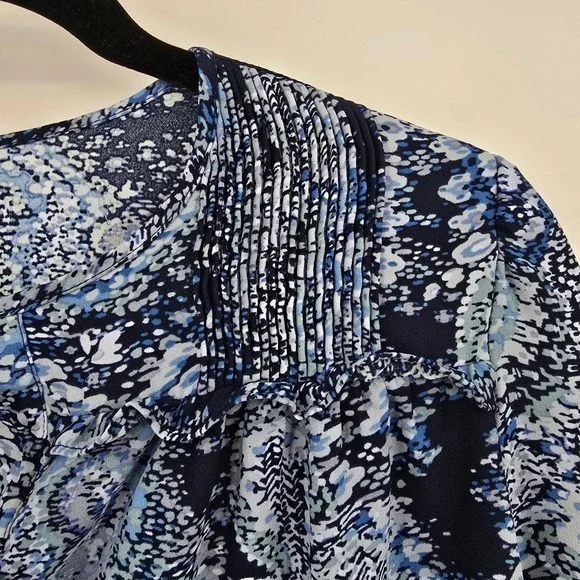 Joie Blouse Floral Print Tie V Neck Long Puff Sleeve Top Ruffle Blue XS - Picture 4 of 11